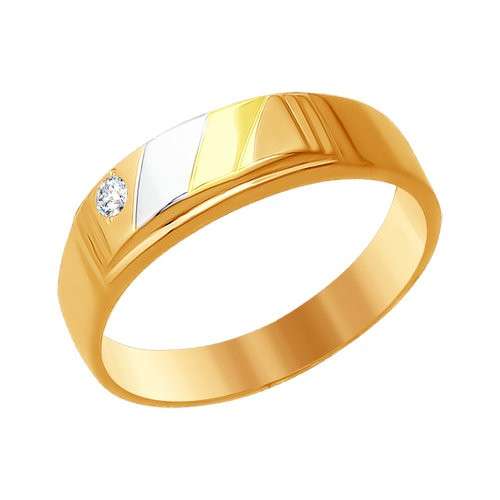 кольцо. Комбинированное  Золото 585. Фианит.  арт. 010141 от производителя Соколов в Барнауле